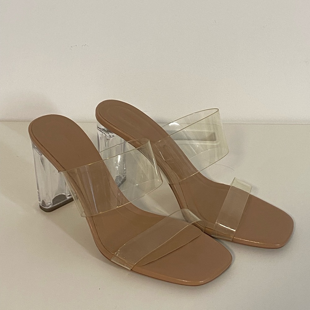 Zara Transparent Block Heel Sandals